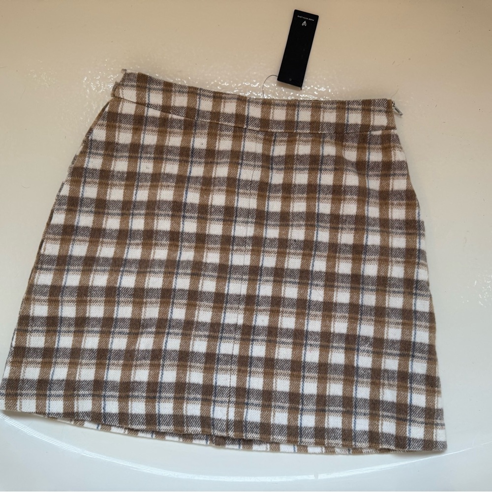 Lulu's Brown and White A-Line Mini Skirt